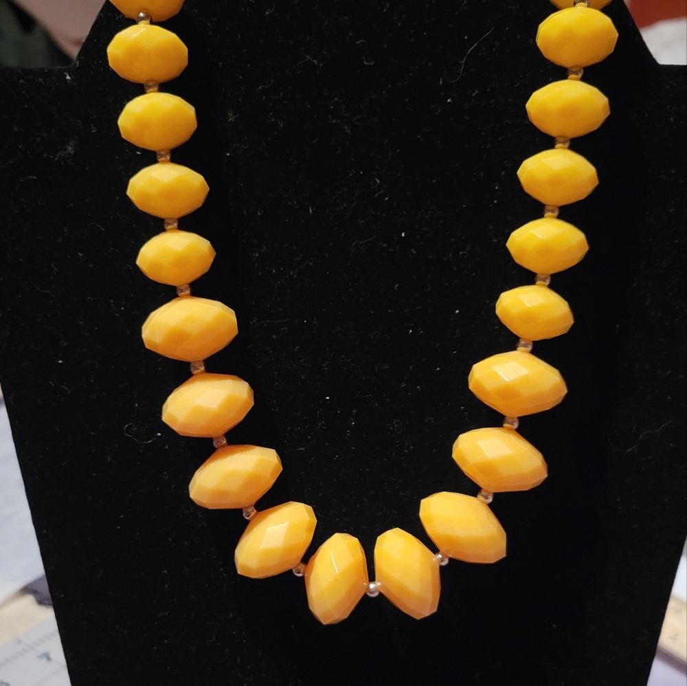 Yellow Faceted Acrylic statement necklace